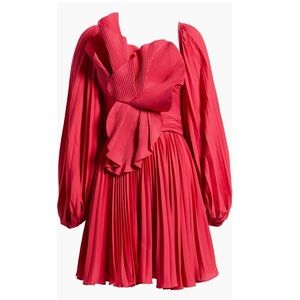 Acler
Women's Red Newtoft Pleated Long Sleeve Cocktail Minidress